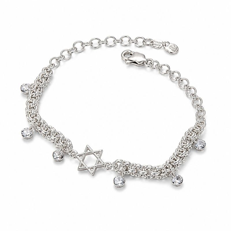 Pulsera tejido Chino Cruz de David Plata 925 Mexicana
