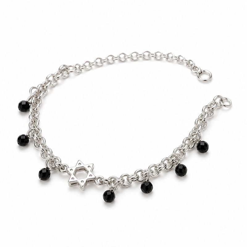 Pulsera tejido Chino Cruz de David Plata 925 Mexicana