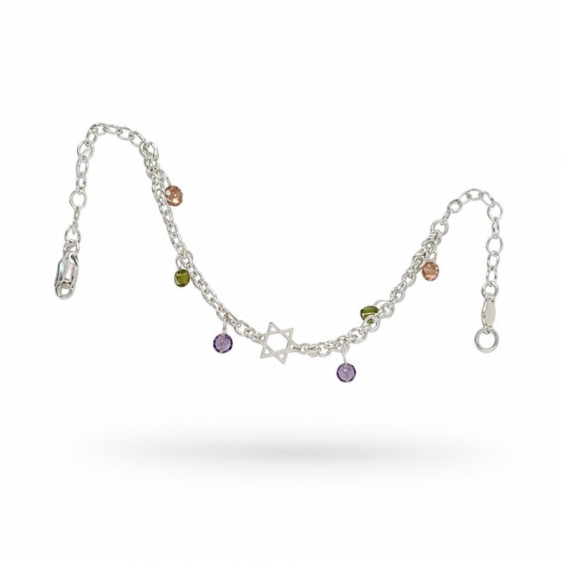 Pulsera tejido Chino Cruz de David Plata 925 Mexicana