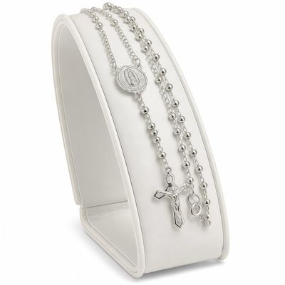 Rosario Virgen de Guadalupe 3Mm bola lisa Plata 925 Mexicana