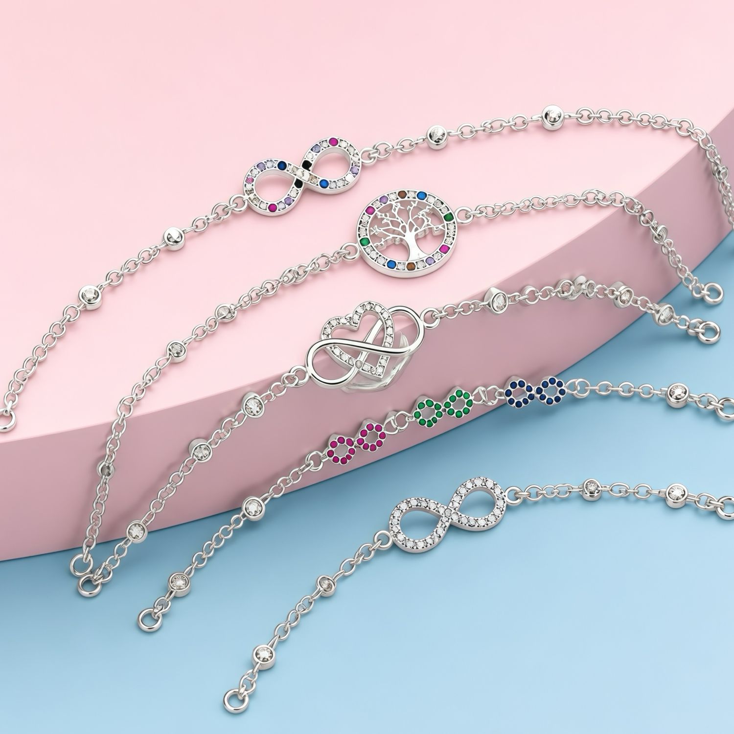 Paquete 5 Pulseras Fancy's plata 925 Mexicana