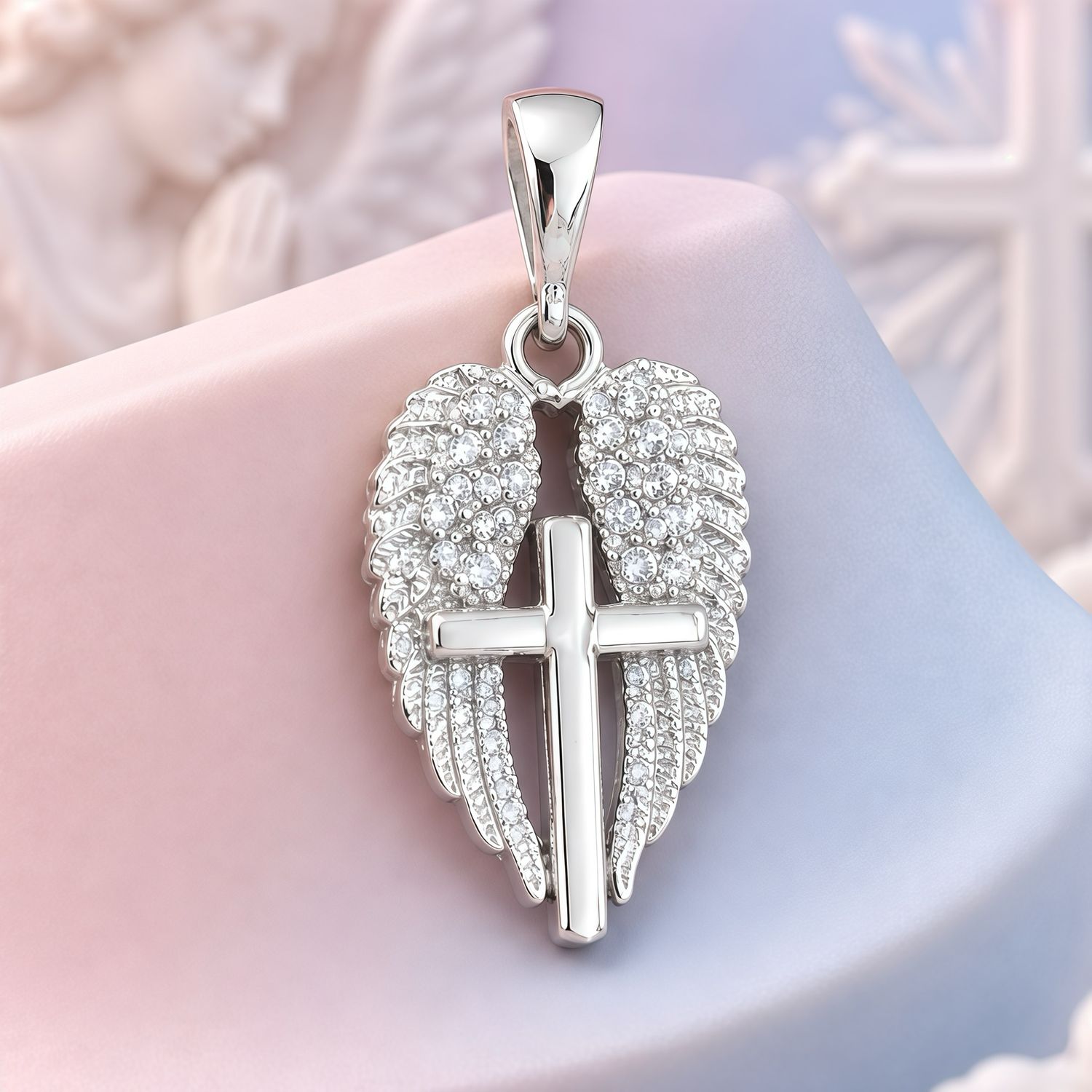 Dije Alas Angel Cruz  Plata 925 Mexicana