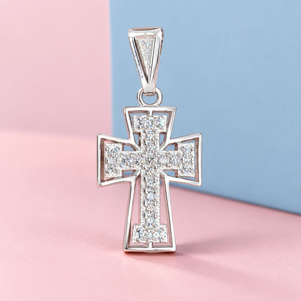 Dije Cruz Micropave Plata 925 Mexicana
