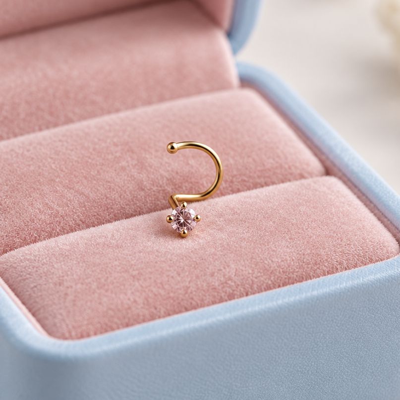 Piercing Nariz Blanco Oro 10K Mexicano