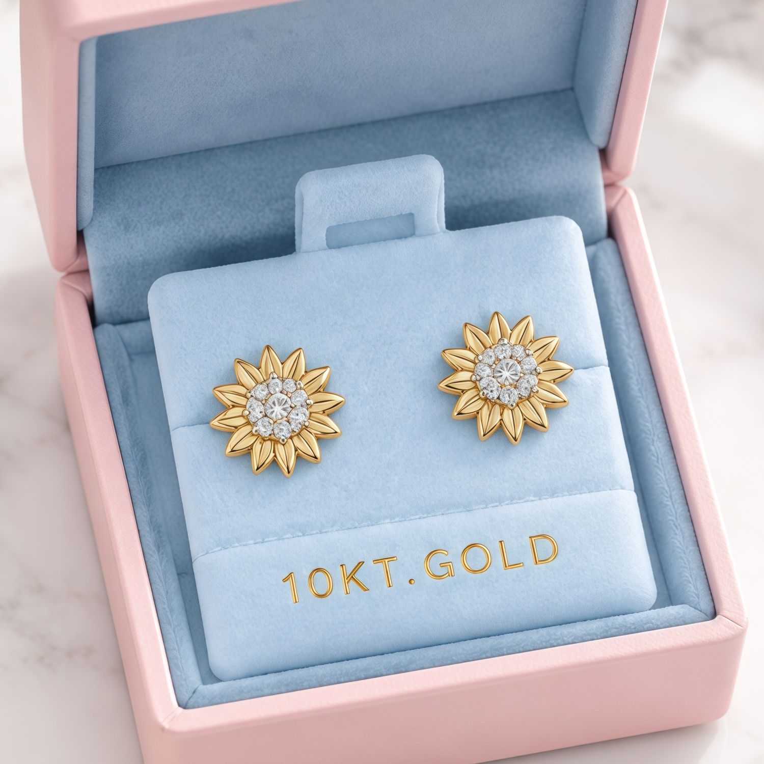 Broquel Girasol ch Pasta Oro 10K Mexico