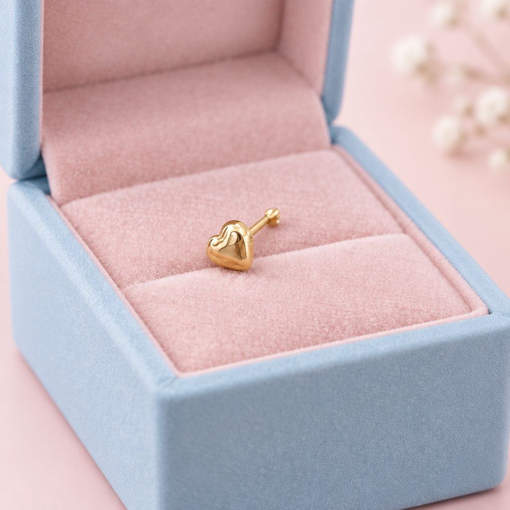 Piercing Corazon recto Oro 10K Mexicano