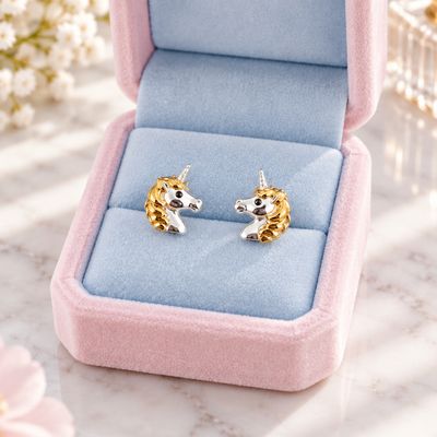 Broquel Unicornio bicolor Plata 925 Thailandes Broquel Unicornio bicolor Plata 925 Thailandes