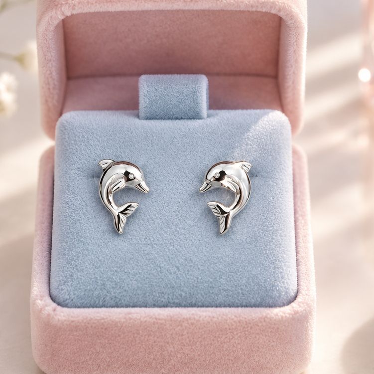 Broquel Delfines Plata 925 Thailandes