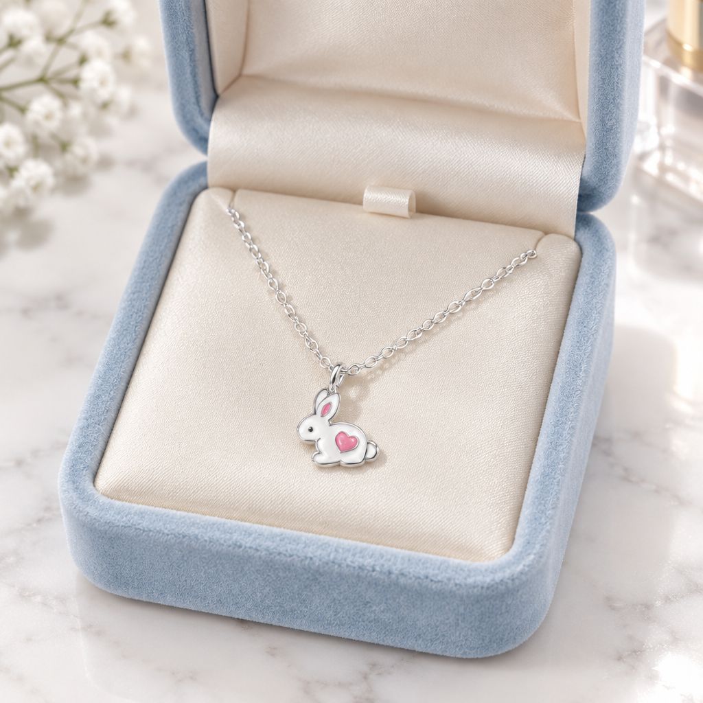 Collar para niña Conejito esmaltado  Plata 925 Tailandesas