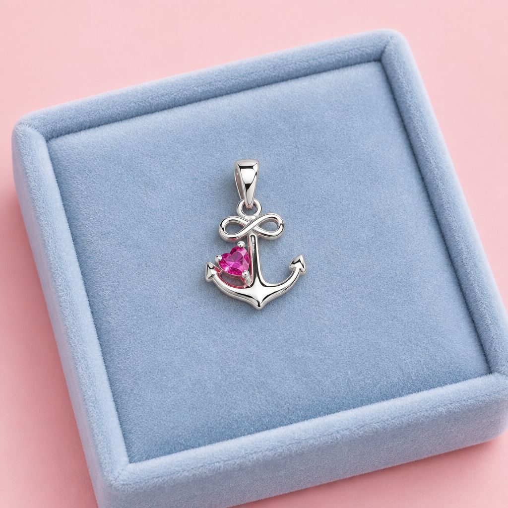 Dije Mini Ancla Corazon  Premium Plata 925 Tailandesas
