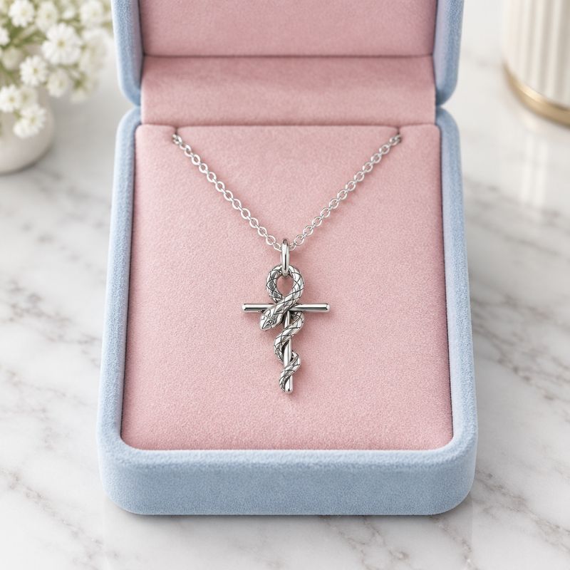 Collar Serpiente en cruz Oxy Plata 925 Tailandesas