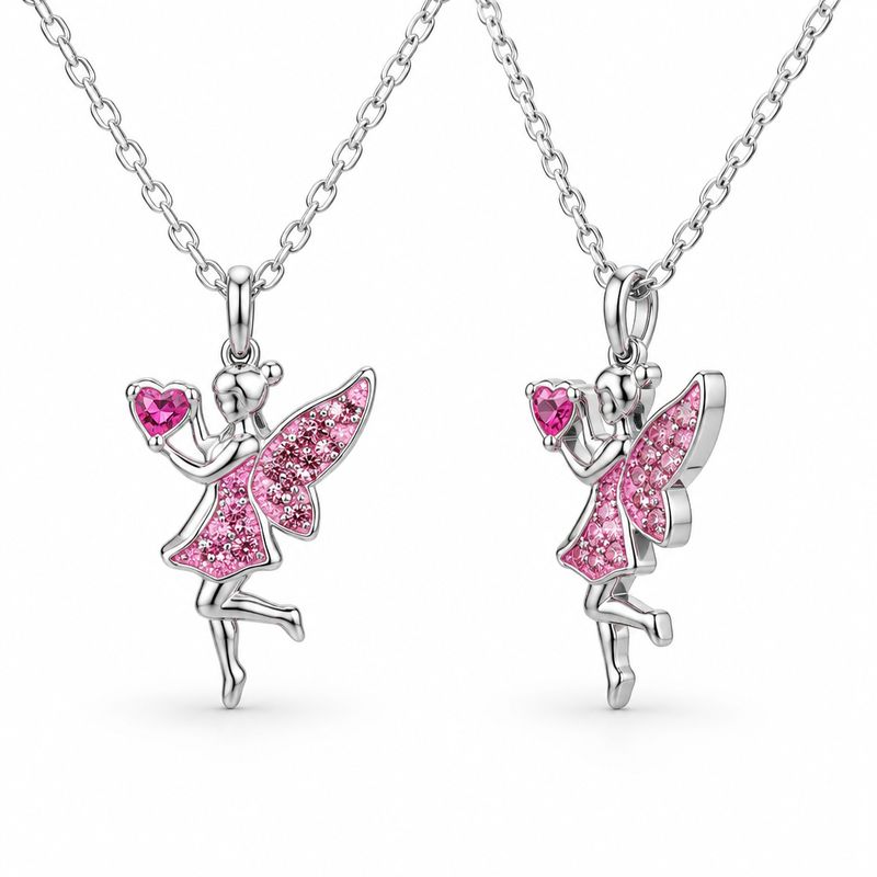 Collar para Ninas Hadita Rosa Plata 925 Tailandesas