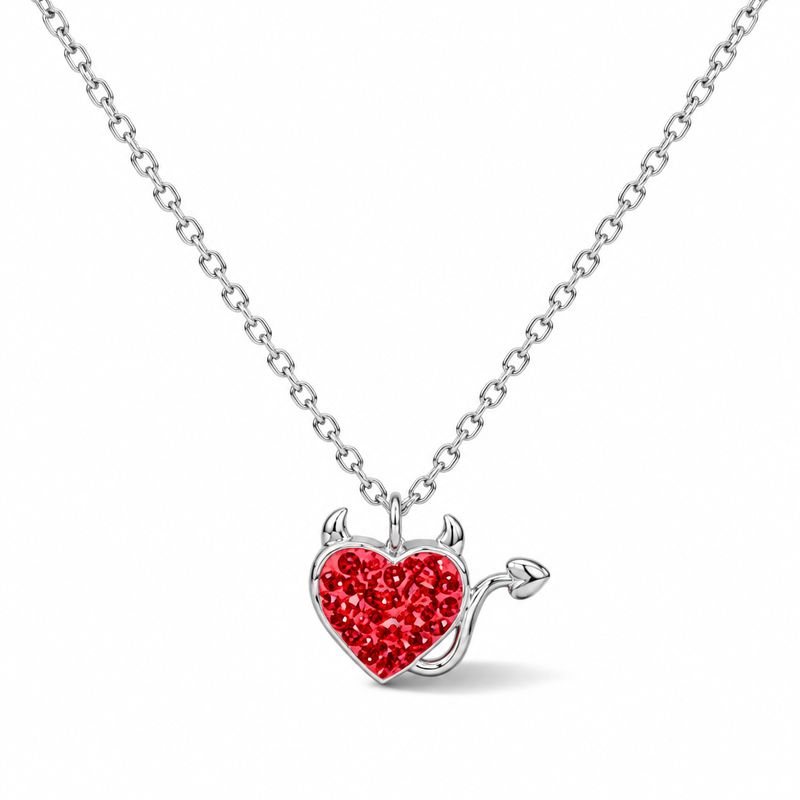 Collar Corazon Diablito Plata 925 Tailandesas