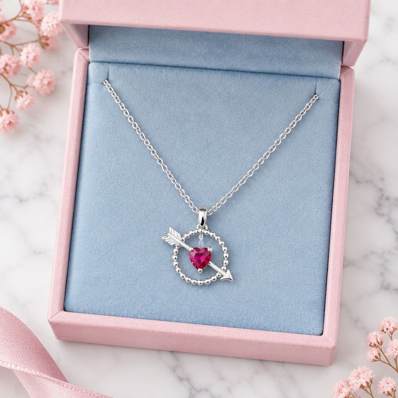 Collar Corazon Flechado Plata 925 Tailandesas