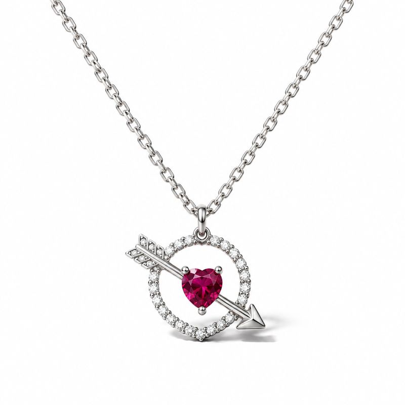 Collar Corazon Flechado Plata 925 Tailandesas