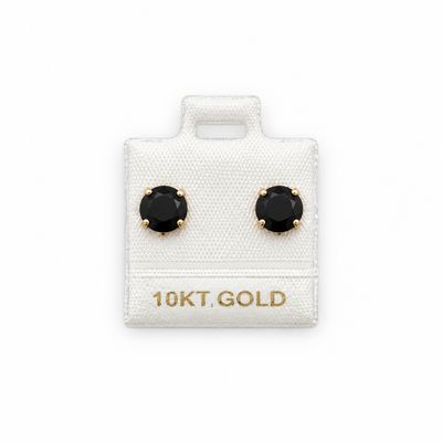 Broquel Redondo Recto 4mm Negro Oro 10K