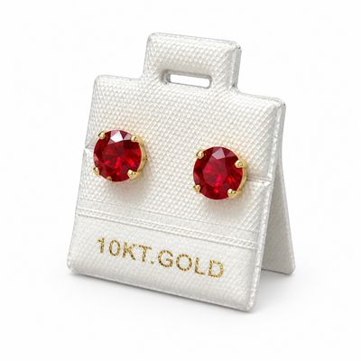 Broquel Redondo Recto 5mm Rojo, Oro 10K