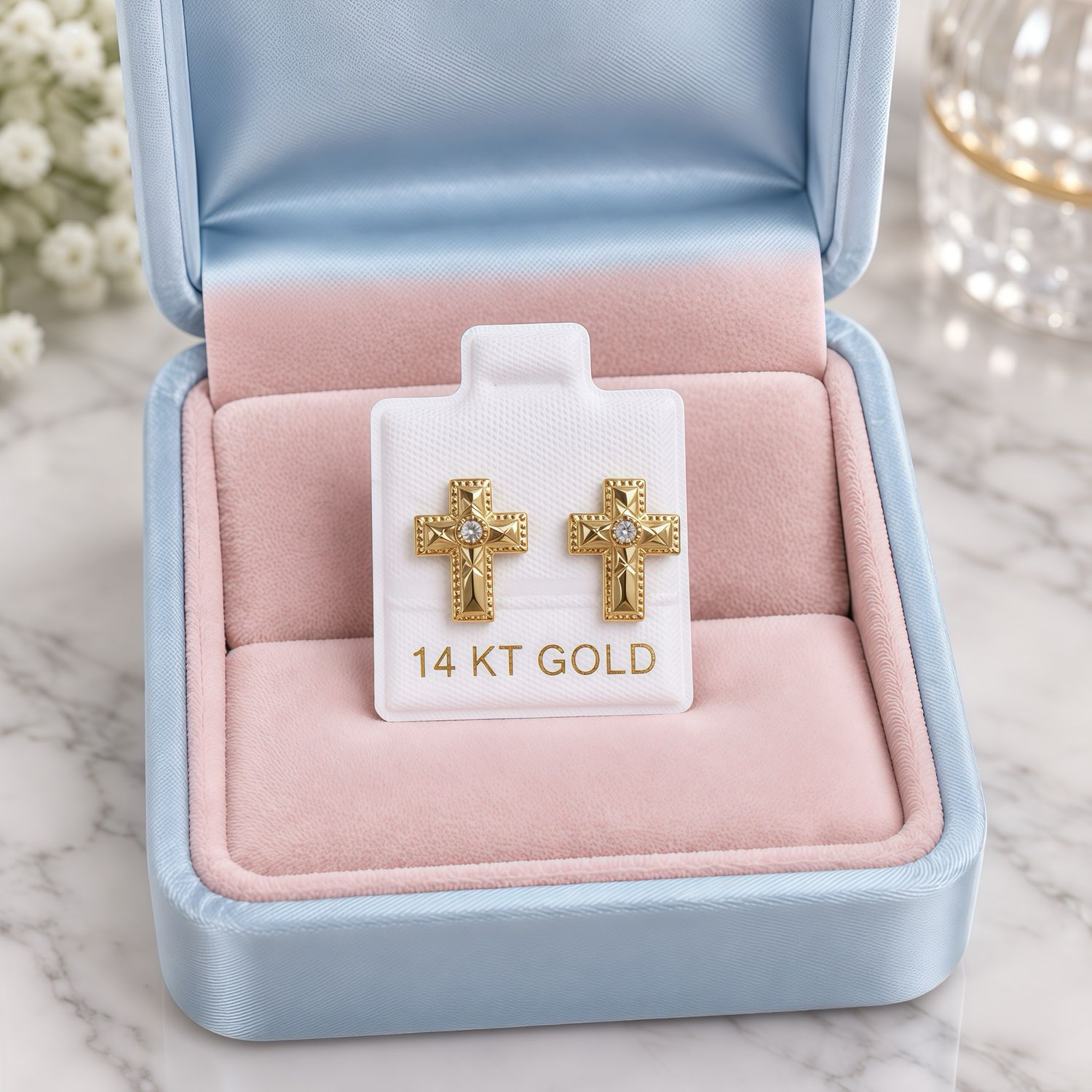 Broquel Cruz Satinada Oro 14K