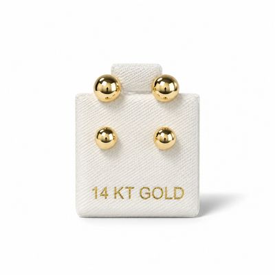 Broquel Curvo Bola Grande 5.5mm y 4mm Oro 14K