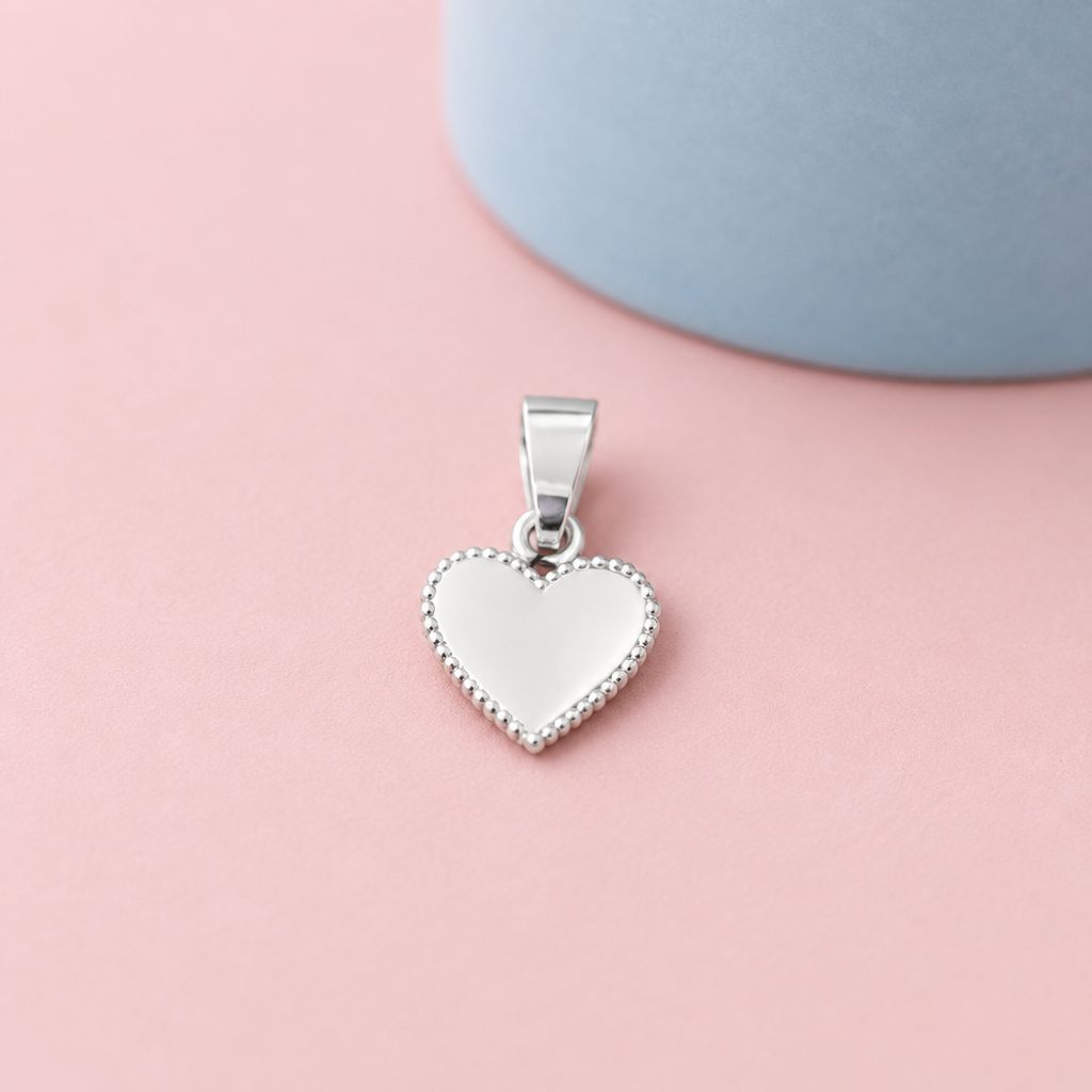 Dije Corazon Voleado Blanco Plata 925 Mexicana