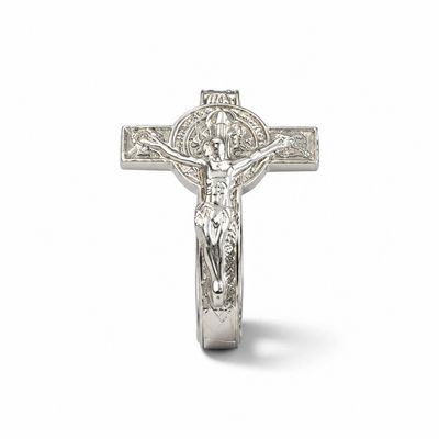Anillo San Benito Cruz Plata 925 Plata 925 Mexicana