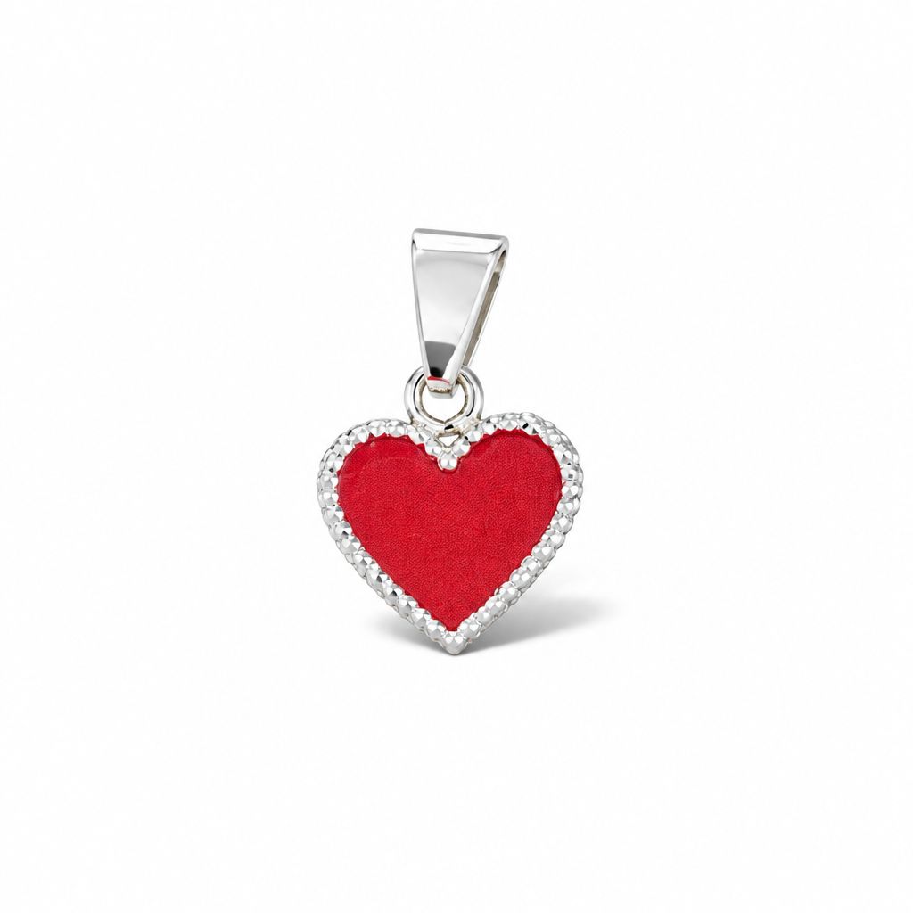 Dije Corazon Voleado Rojo Plata  925 Mexicana