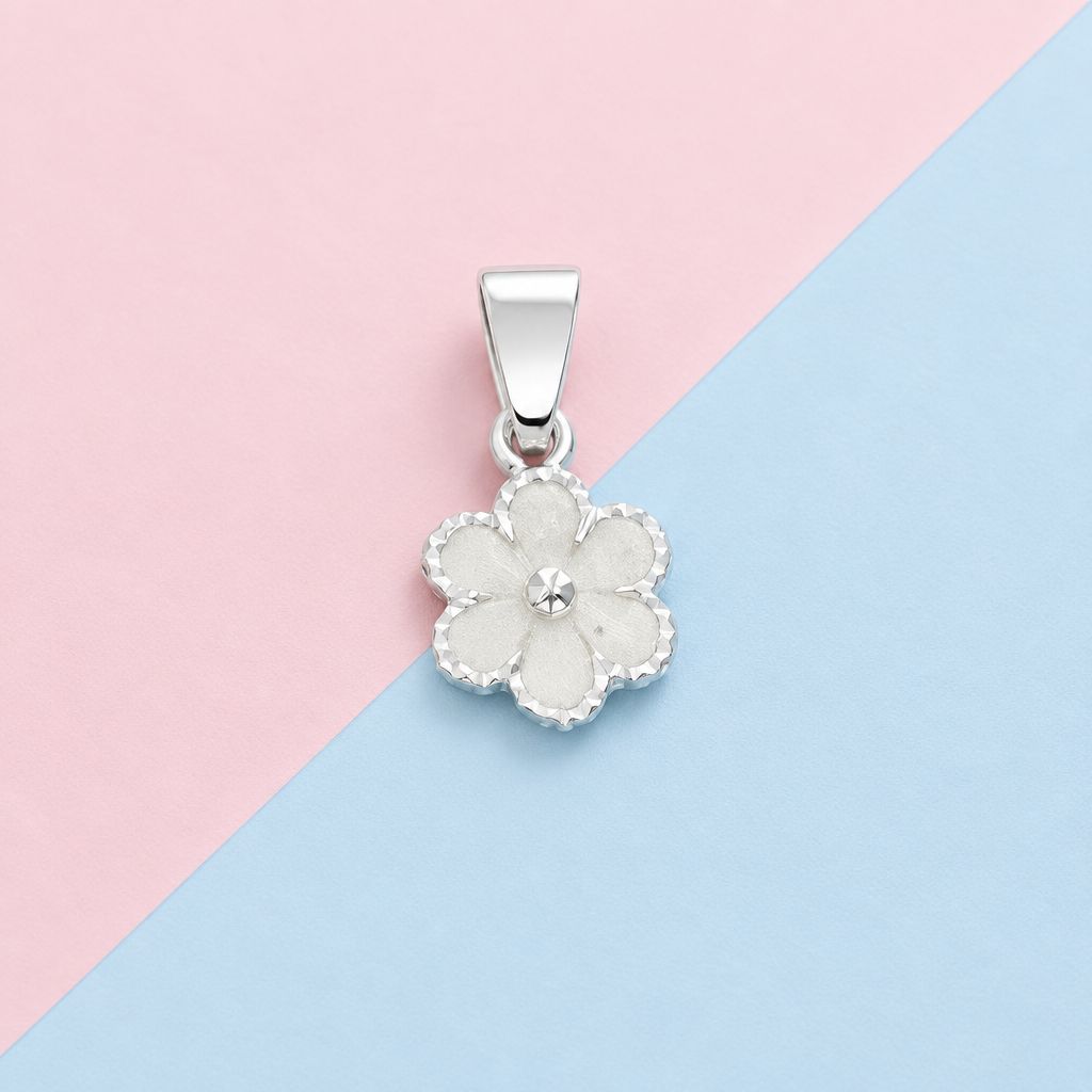 Dije Flor Voleado Blanco Plata  925 Mexicana