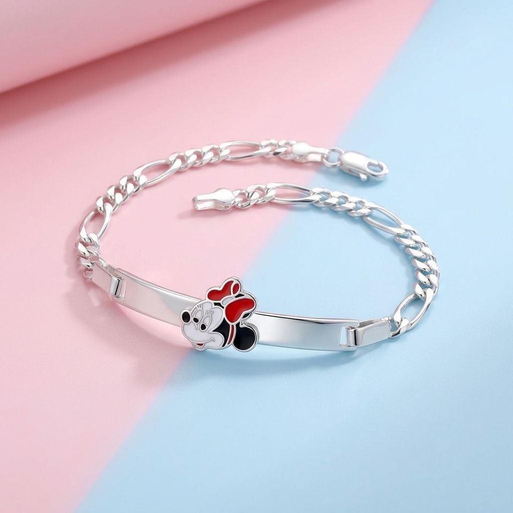 Pulsera estilo Figaro  figuritas ratoncita Plata 925