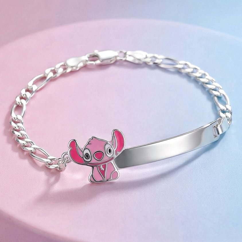 Pulsera estilo Figaro  figuritas Animalito Rosa Plata 925