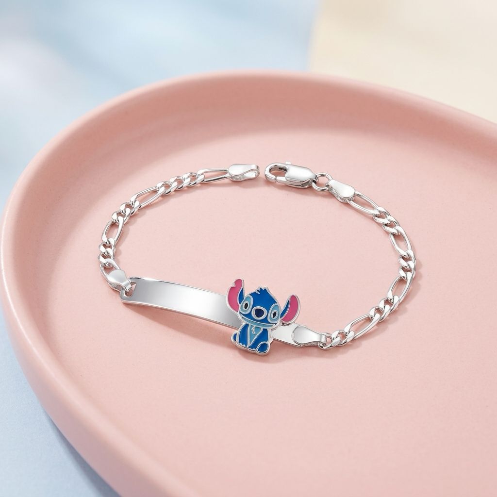 Pulsera estilo Figaro  figuritas Animalito Azul Plata 925