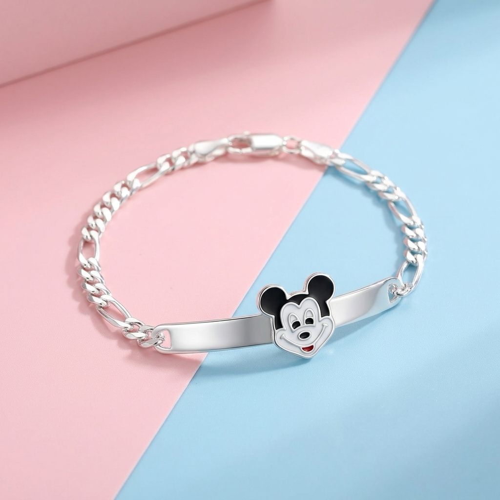 Pulsera estilo Figaro  figuritas Ratoncito Plata 925