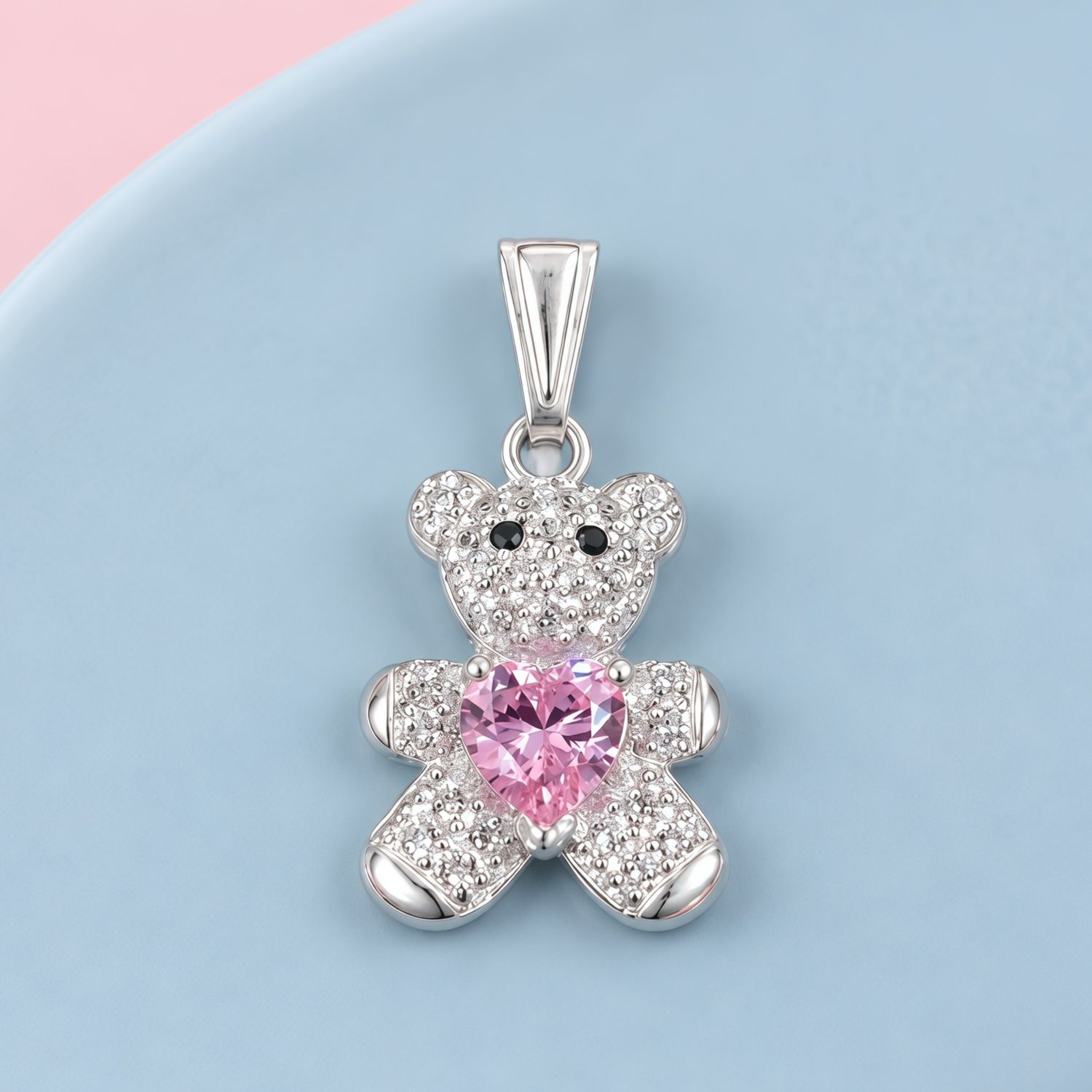 Dije Osito Pancita Rosa Plata 925 Mexicana