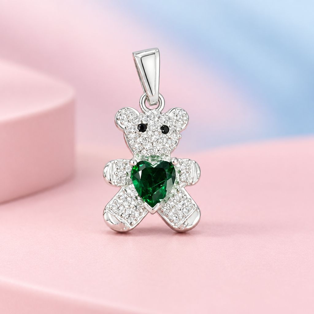 Dije Osito Pancita Verde Plata 925 Mexicana