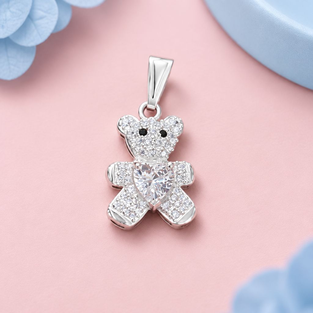 Dije Osito Pancita Blanca Plata 925 Mexicana