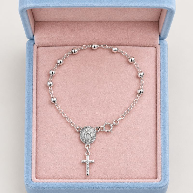 Pulsera Misterio Virgen Guadalupe  6.5"  Plata 925 Mexicana