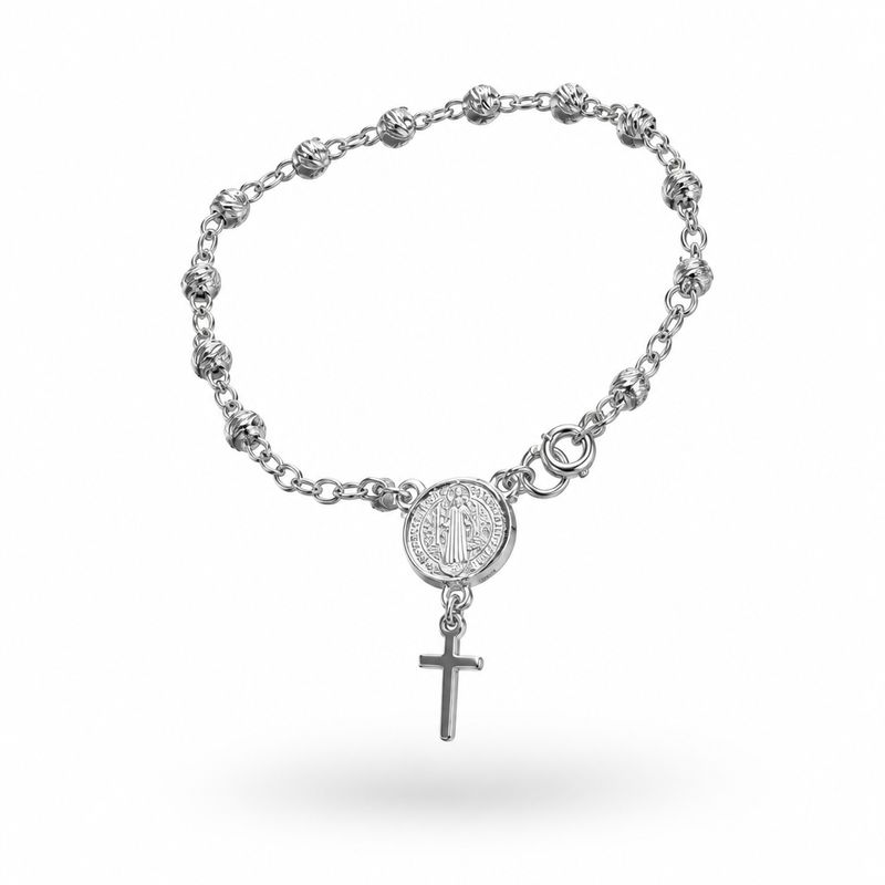 Pulsera Misterio San Benito 7"  Plata 925 Mexicana