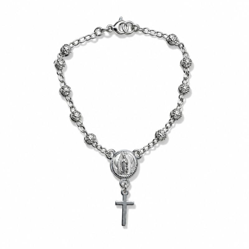 Pulsera Misterio Virgen Guadalupe  7"  Plata 925 Mexicana