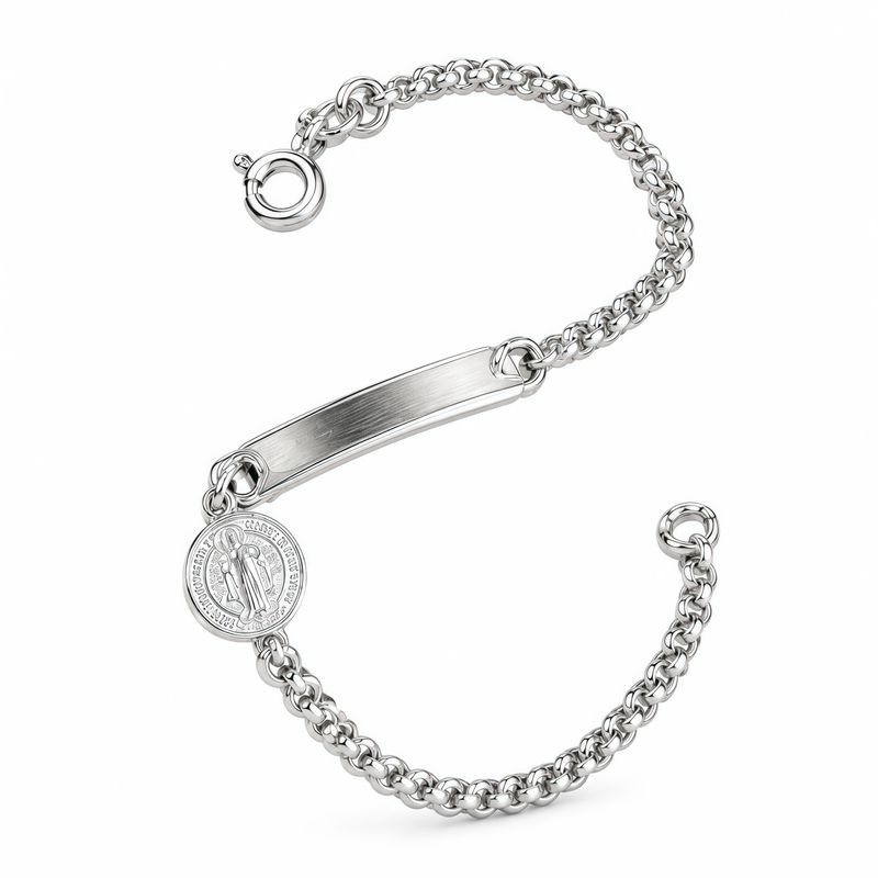 Pulsera Estilo Cubana con medalla San Benito