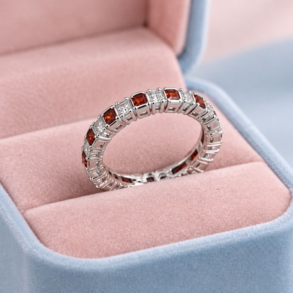 Anillo Churumbela Rojo y Blanco  3mm de ancho Plata .925 Italiana