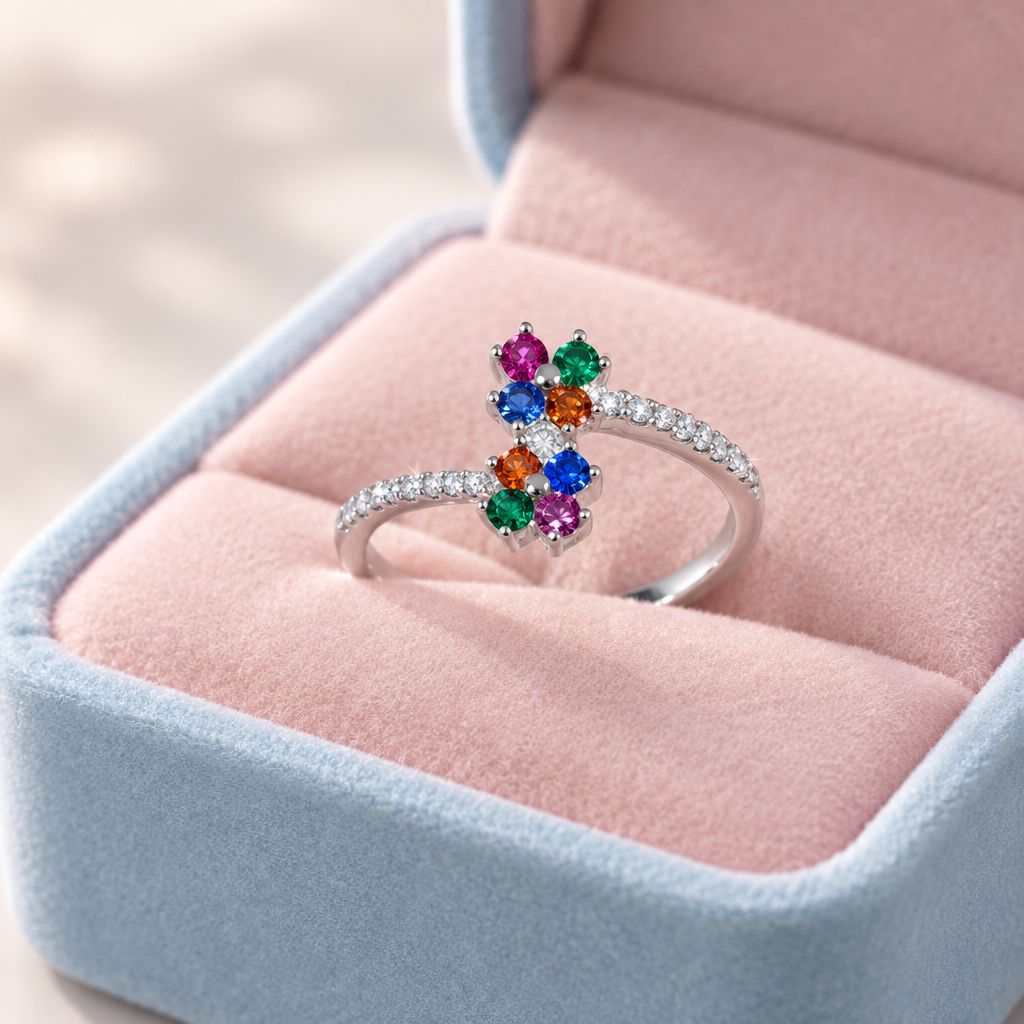 Anillo estilo PND Flor Premium Plata Italiana con Rodio