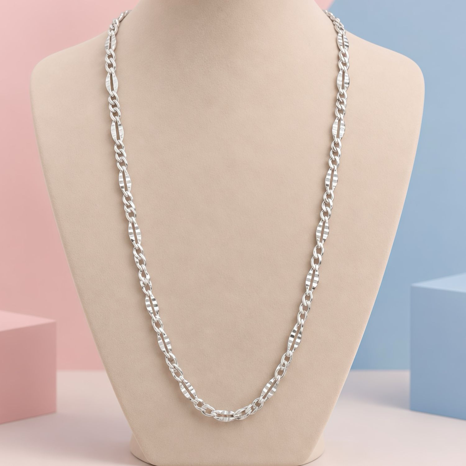 Cadena Figarucci 3.5mm, 22" de largo Plata 925 italiana