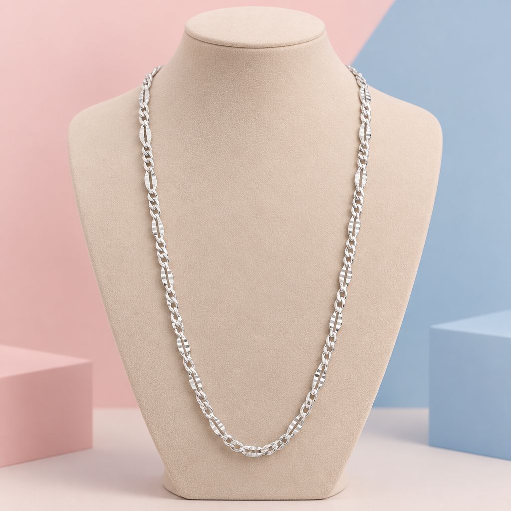 Cadena Figarucci 3.5mm, 16" de largo' de largo Plata 925 italiana