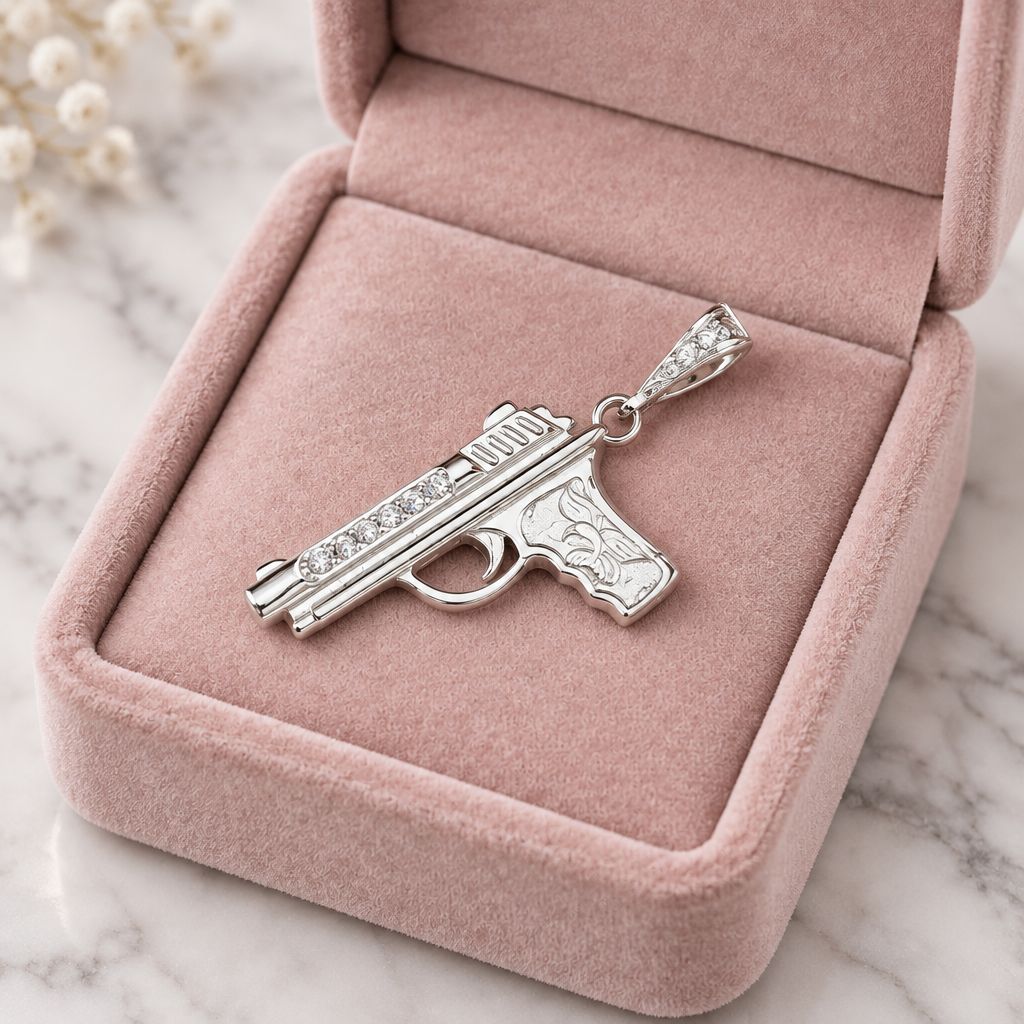 Dije Pistola 5cm, plata 925 Mexicana