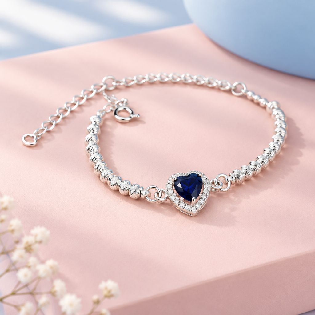 Pulsera PND Navy  mide 7-8” con extensión   plata 925 mexicana