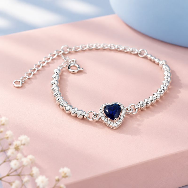 Pulsera PND Navy  mide 7-8” con extensión   plata 925 mexicana