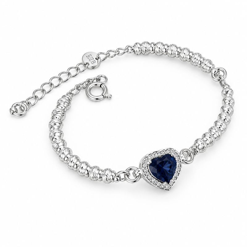 Pulsera PND Navy  mide 7-8” con extensión   plata 925 mexicana