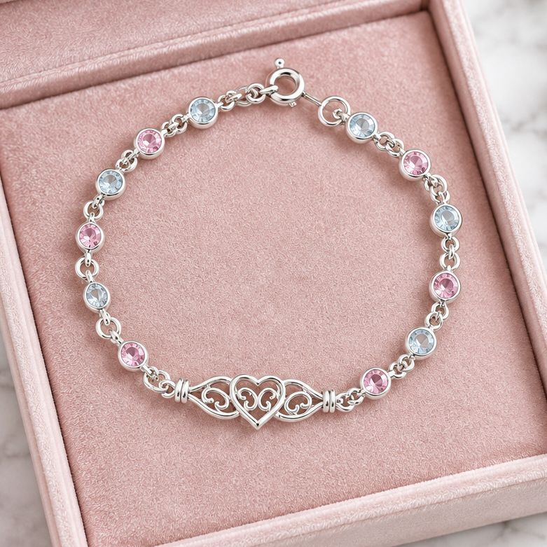 Pulsera Fancy Corazon Mariposa Plata 925 Mexicana