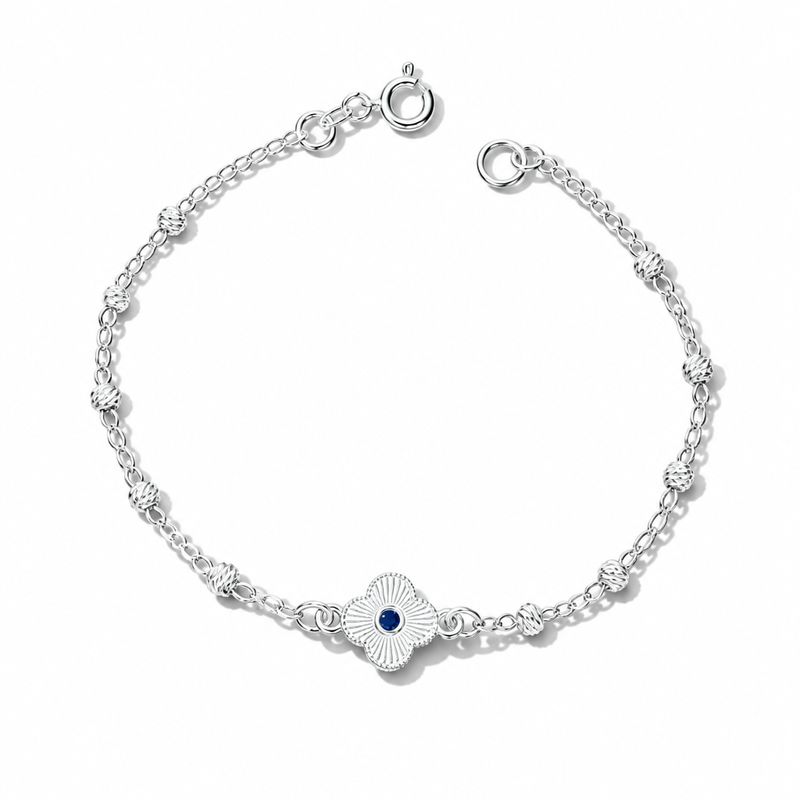 Pulsera Trébol piedra Azul Plata 925 Mexicana