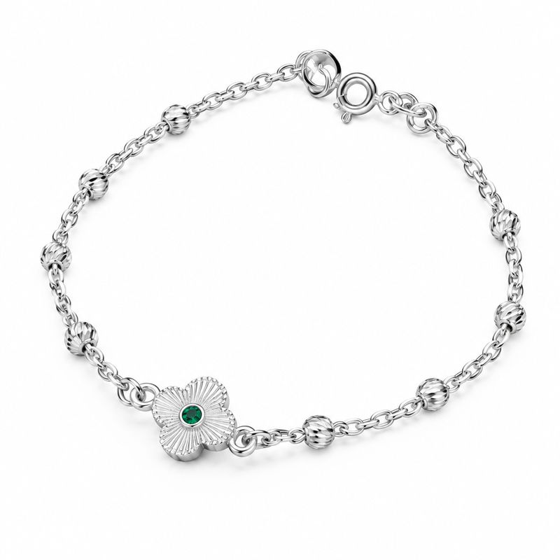 Pulsera Trébol piedra Verde Plata 925 Mexicana
