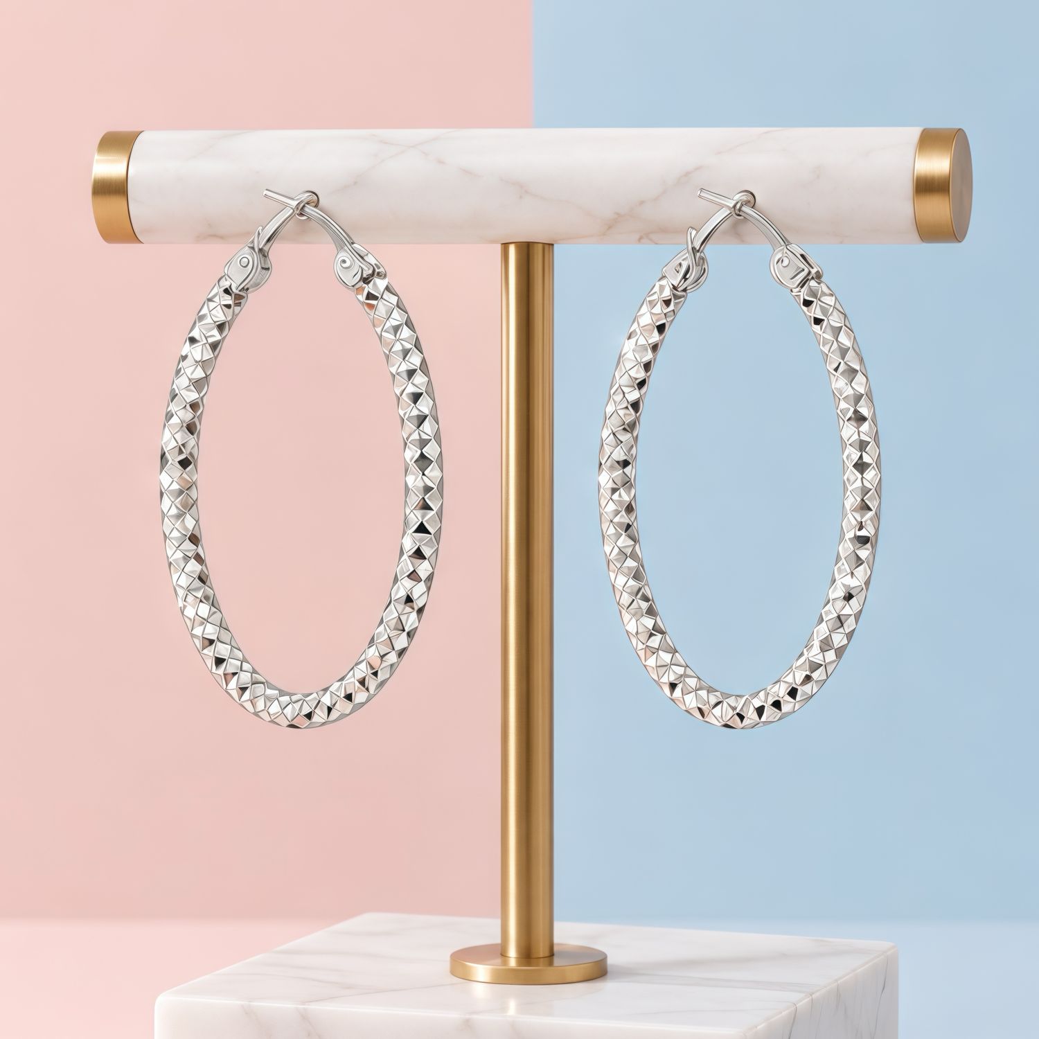 Arracada Diamantada Oval plata 925 Mexicana